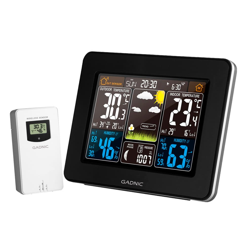  Termómetro Higrómetro Gadnic MT20 Estación meteorológica radio reloj con sensor exterior tecnología de sensor RF  Outlet