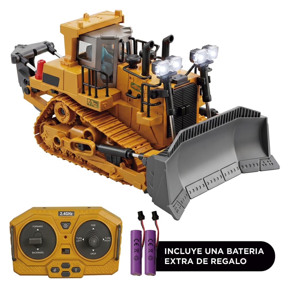 Bulldozer Gadnic Excavadora Sobre Oruga con Pala Móvil a Control Remoto Luces Y Sonido Camión Vehículo Juguete Para Niños