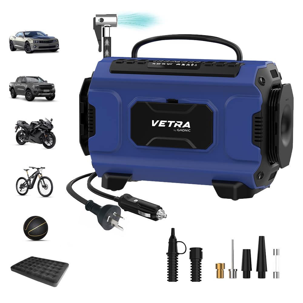 Inflador Portátil Vetra by Gadnic 150 PSI Compresor de Aire Luz Led LCD Multiuso Compacto Outlet
