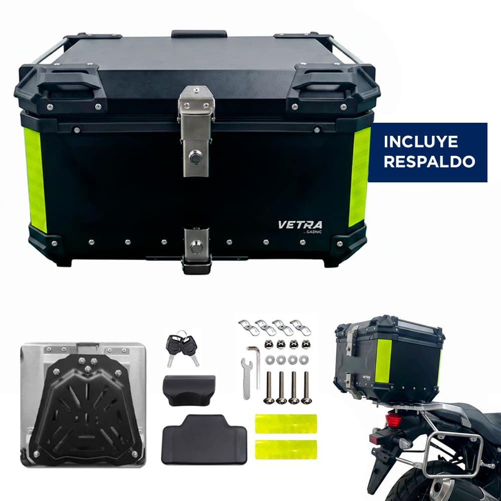 Baulera Moto 65L Vetra by Gadnic Aluminio Porta Casco