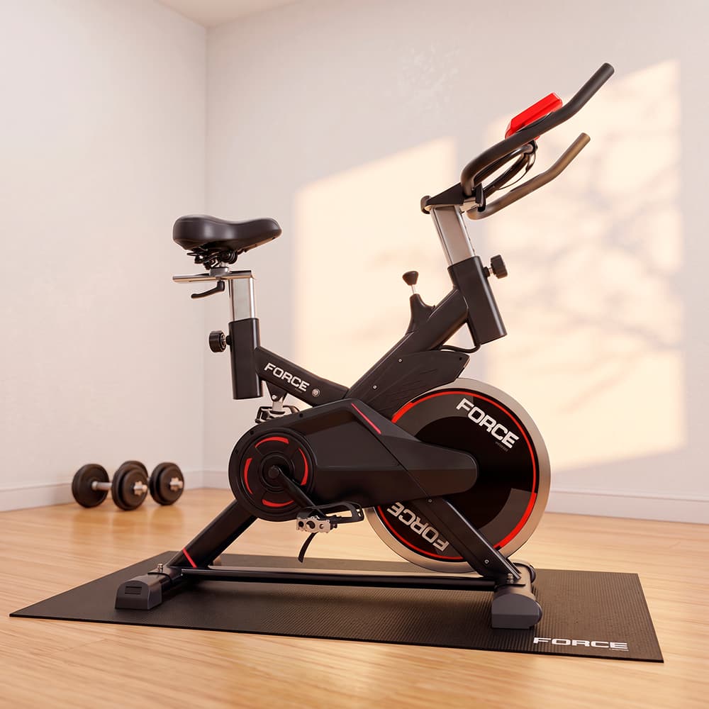 Bicicleta Fija De Spinning Force By Gadnic Disco De Inercia 18 Kg Con Amortiguador Display LCD Asiento Antiprostático