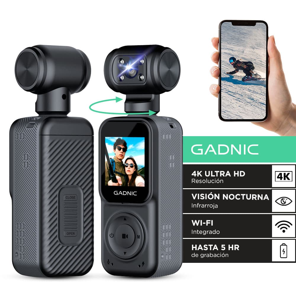 Cámara Deportiva GADNIC 4K WiFi Gran Angular 135° Moto Visión Nocturna Para Casco