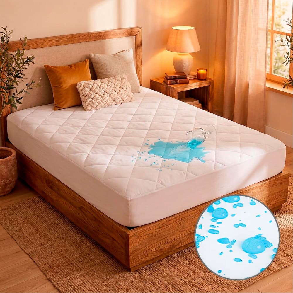 Cubre Colchon Rieti By Gadnic 2 12 Plazas 140x190x30cm Microfibra TPU Impermeable Blanco