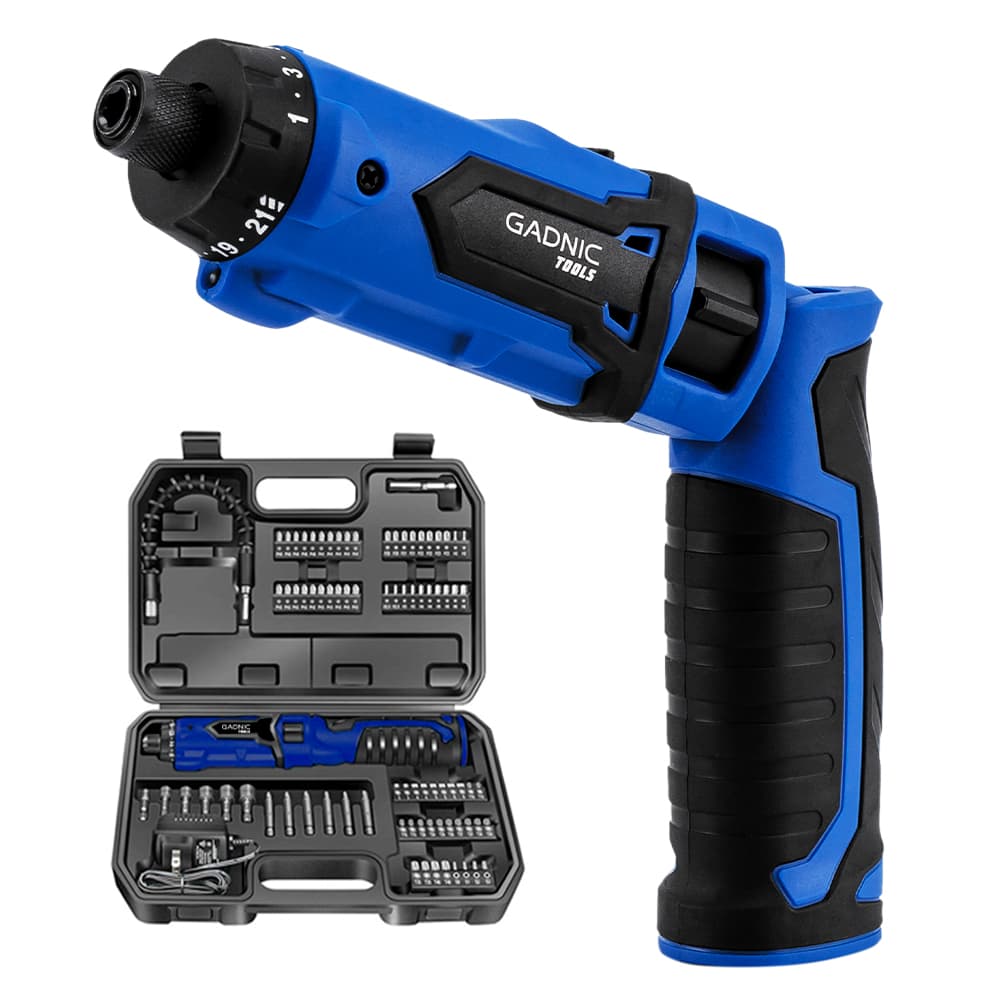 Destornillador Electrico inalámbrico D72 Gadnic bateria 1500mAh 230RPM par 7NM kit 87 accesorios
