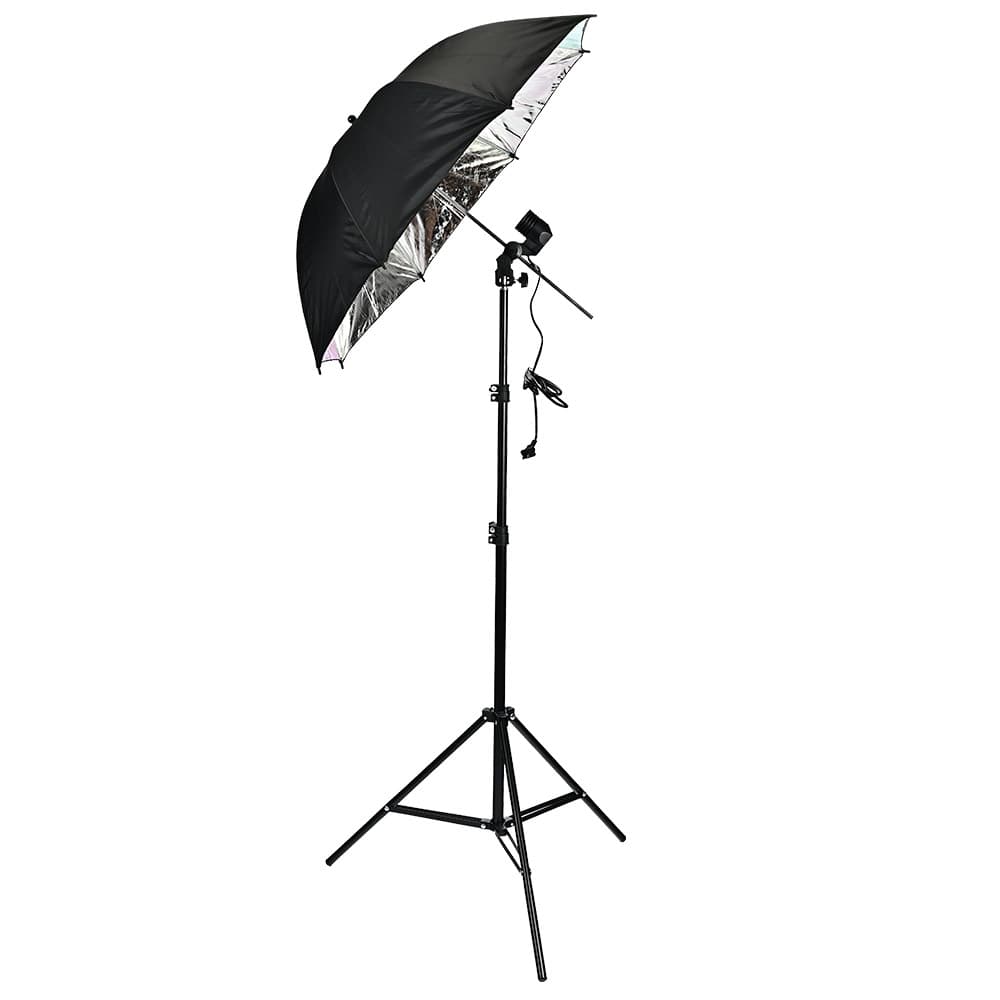 Kit Estudio Fotografia 2 Tripodes 2mts + 4 Sombrillas Blancas Negras + 2 Portalamparas