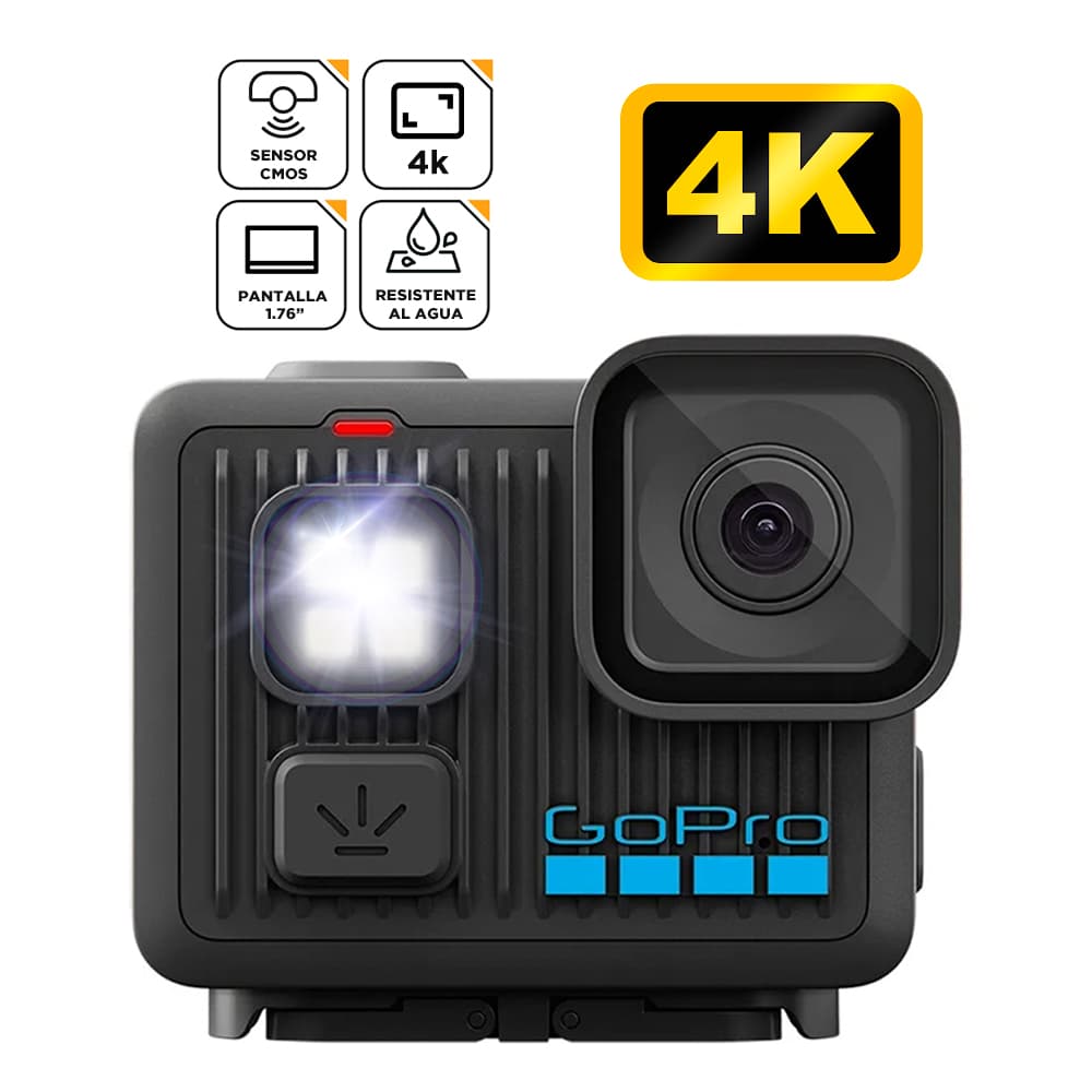 Cámara de Acción GoPro LIT HERO 4K Resistente al Agua Linterna Deportiva Liviana