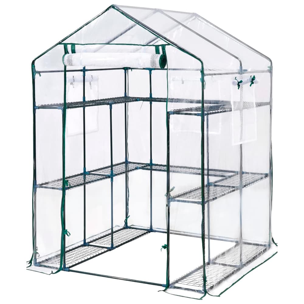 Invernadero Gadnic 12 Estantes Estructura Acero Cobertura PVC UV Indoor Outdoor Puerta Enrollable 215x143x195cm Cultivo