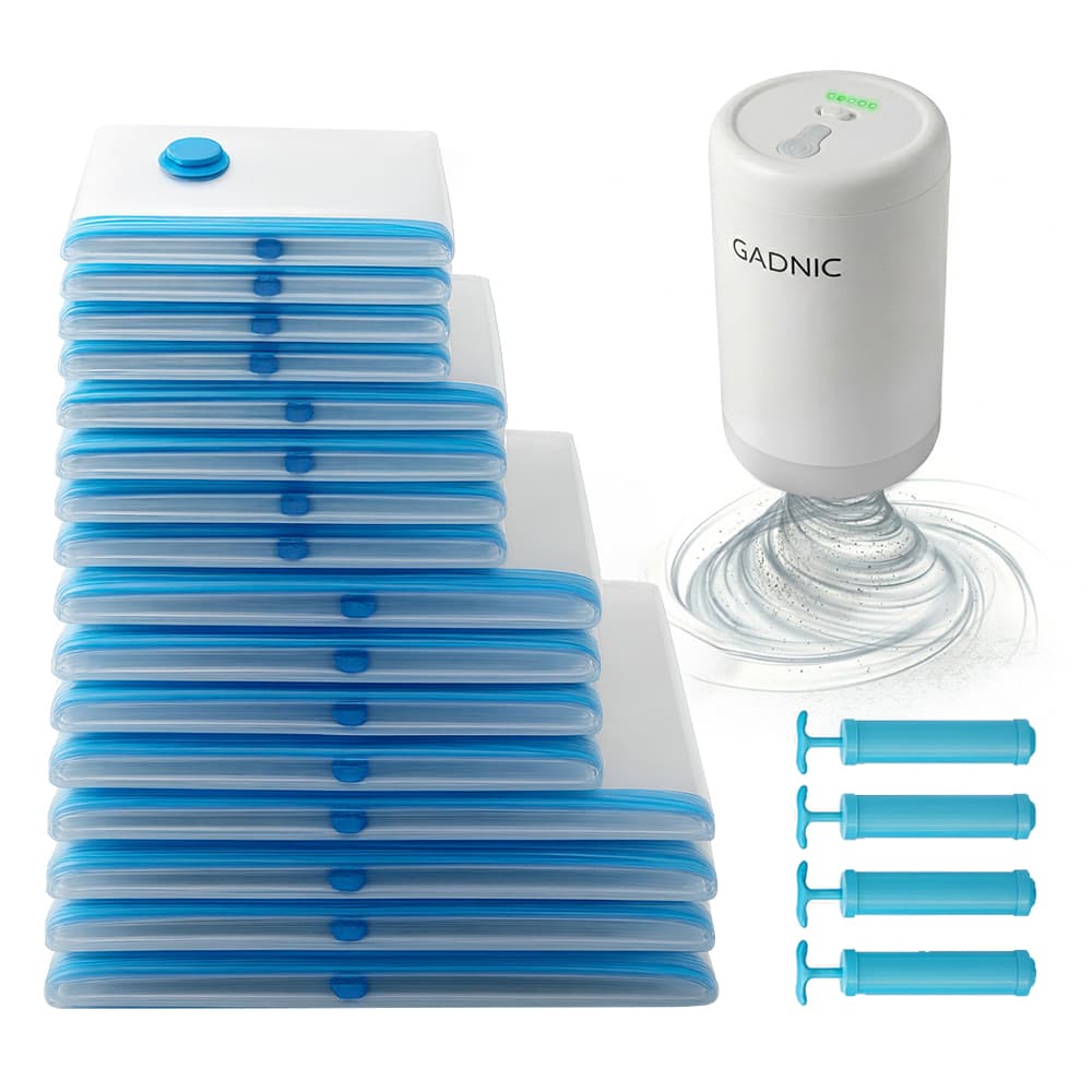Kit Completo Bolsas Al Vacio Gadnic Con Bomba Electrica Y 16 Bolsas Multitamaño