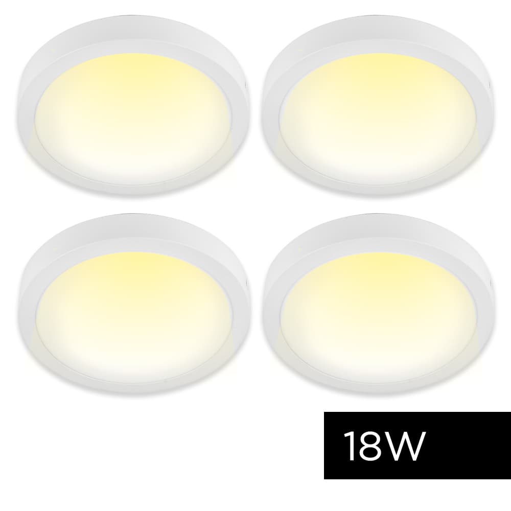 Kit x4 Plafon Lampara techo Led Gadnic Calido Redondo 18W