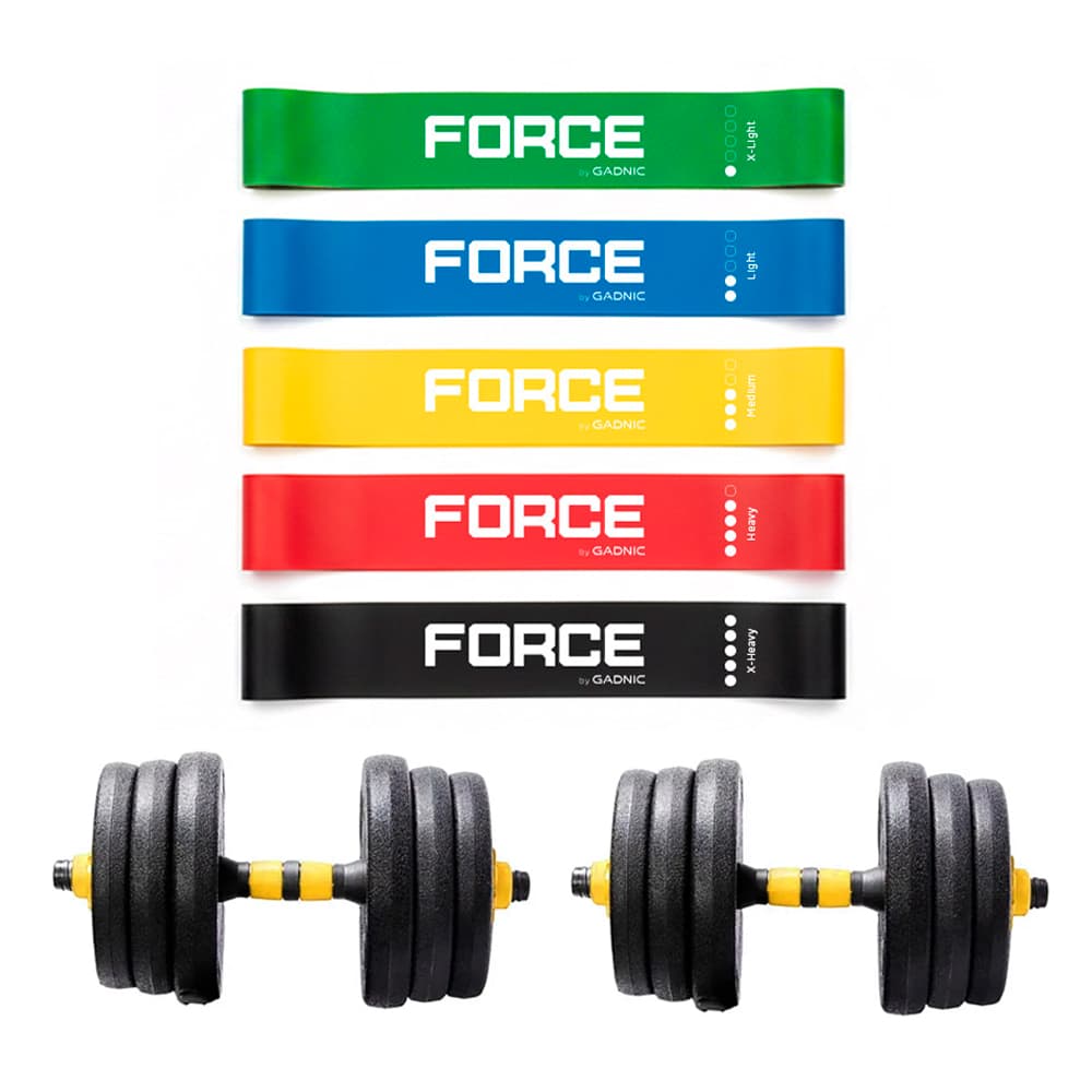Set Fitness Completo Gadnic Mancuernas Barra y Bandas