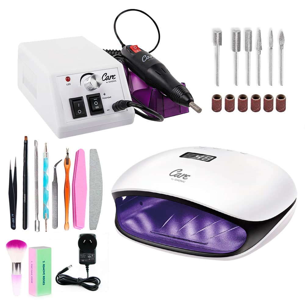 Kit Cabina + Torno Para Uñas Care By Gadnic T20K Uso Profesional