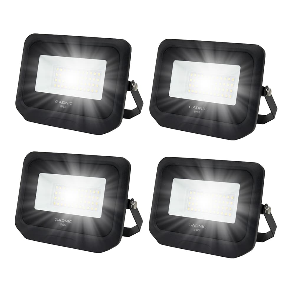 Kit x 4 Reflectores Led Blanco 50W Exteriores/Interiores 6500k