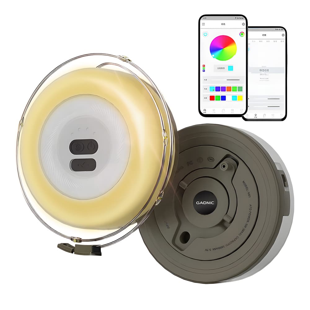 Linterna Gadnic Camping Recargable Conexion Tipo C 220 Lumenes Guirnalda LED 5.8 Metros RGB IP44 Bateria 1800 mAh