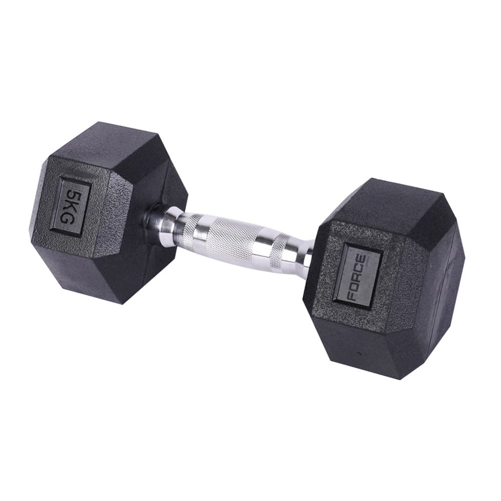 Mancuerna 5 Kg Force By Gadnic Hexagonal Engomada Agarre Ergonómico (1 Unidad)