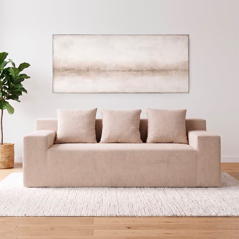 Sillón Sofá Rieti By Gadnic 3 Cuerpos 220 cm Espuma Comprimido 1 Pieza Beige