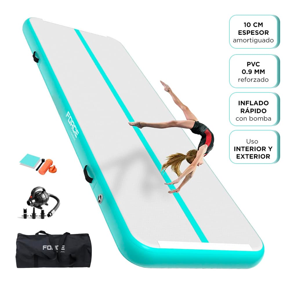 Colchoneta Para Gimnasia Inflable FORCE By Gadnic 3m Con Bomba Eléctrica