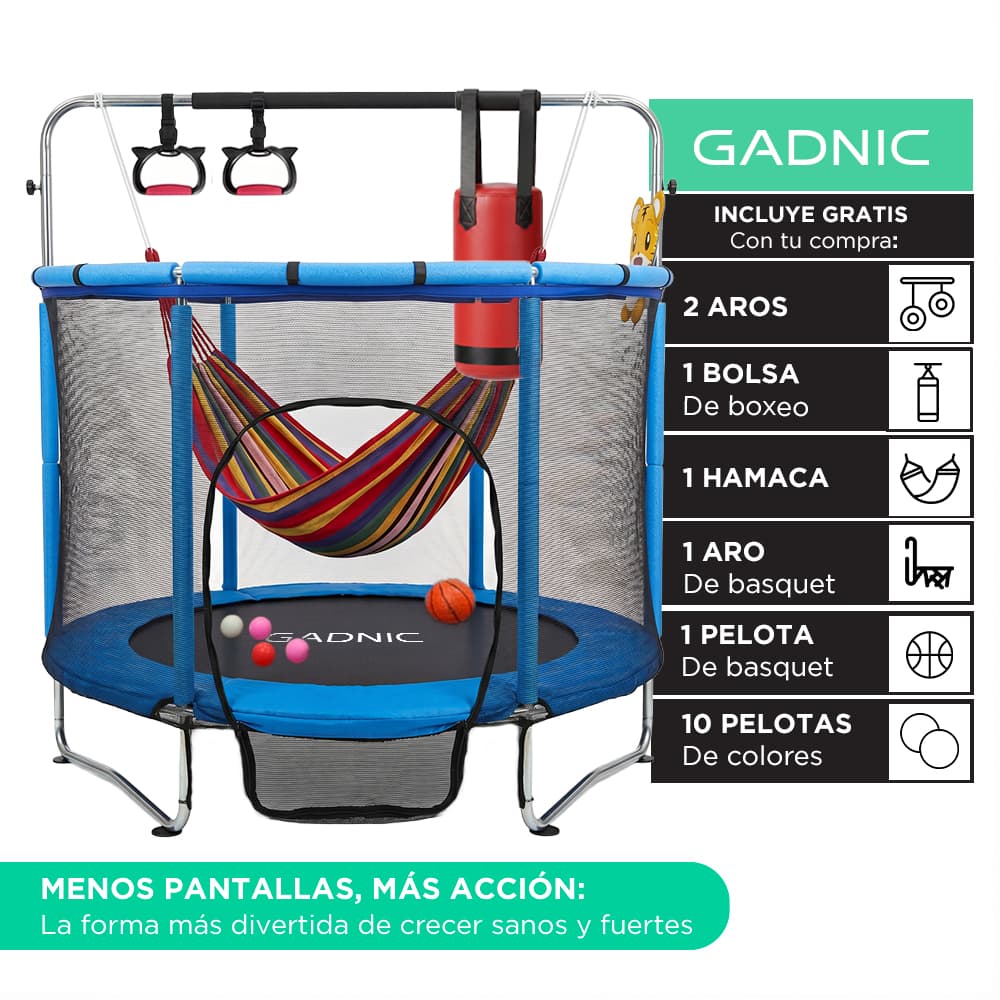 Cama Elástica Gadnic 14 mts Con Red de Seguridad Y Juegos Outlet