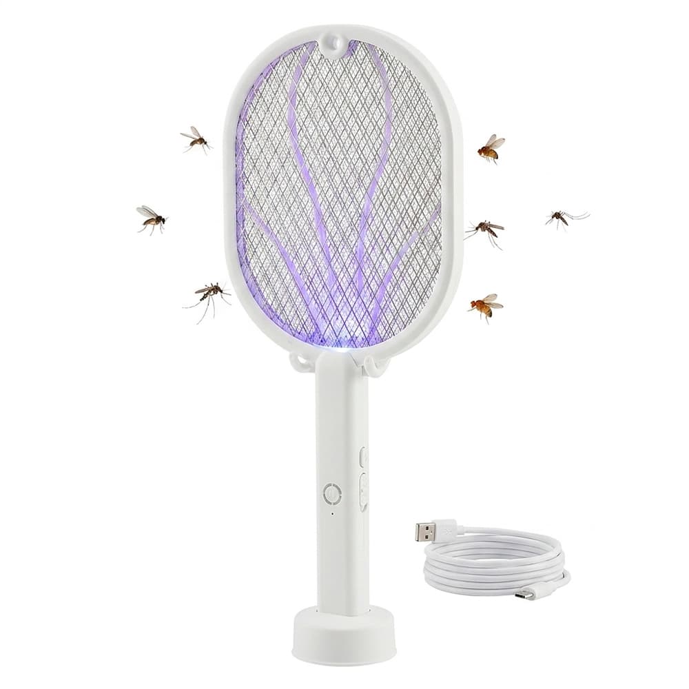 Raqueta Mata Mosquitos Recargable USB Gadnic Con Base Y Luz UV Dual