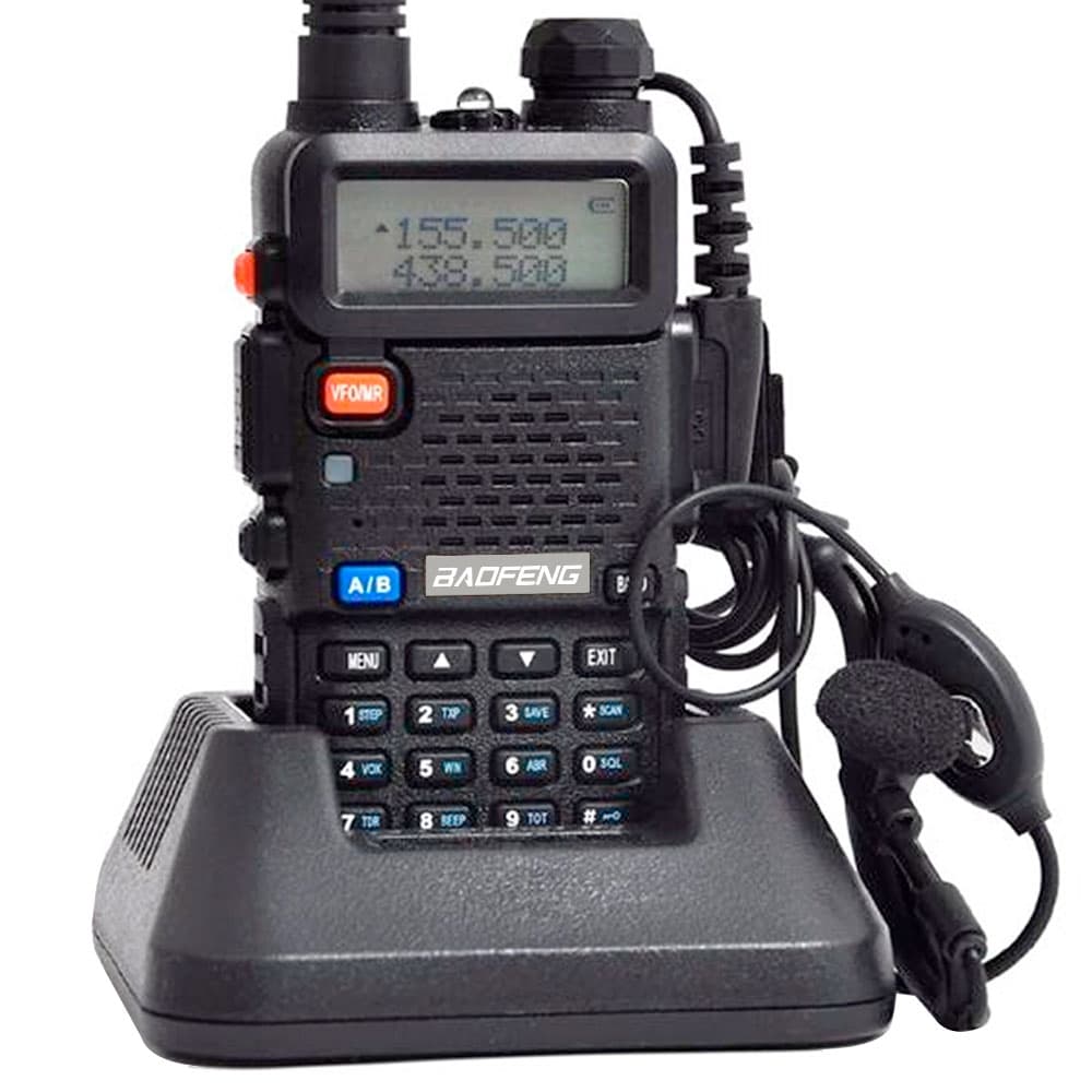 Handy Baofeng UV-5R Kit x4 Bi-Banda 8w Hasta 12km 8 Baterías y 4 Manos Libres